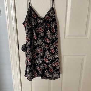 ae satin slip dress with velvet flowers